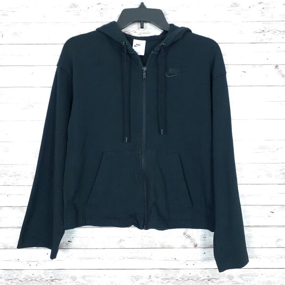 Nike Tops - Nike Womens Cropped Hoodie XS Wide Sleeve Black Full Zip 242A